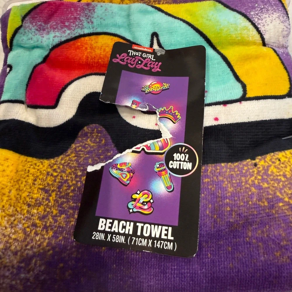 Nickelodeon That Girl Lay Lay Beach‎ Towel 100% Cotton 28x58 Purple Rainbow New
